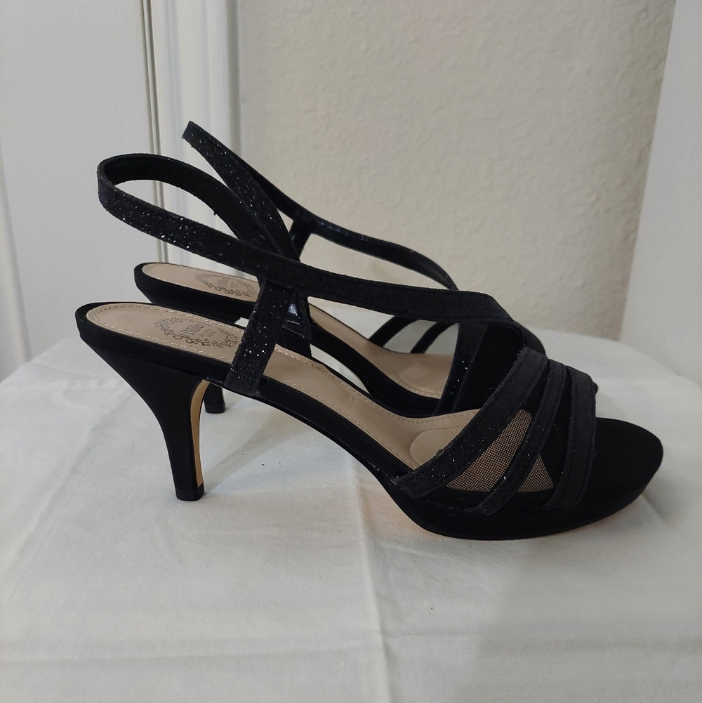 NWOB I. Miller Black Strappy Sparkly Slingback Kitten Heels Size 6 - Picture 2 of 10